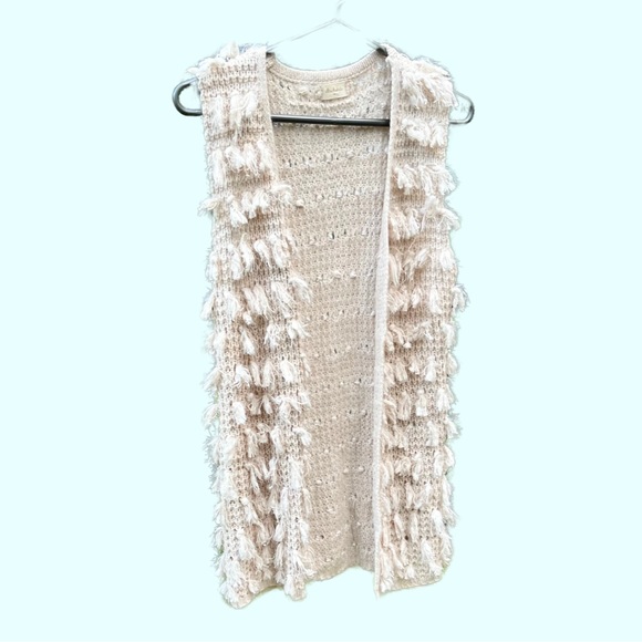 Altar’d State Bohemian Cream Crocheted Sleeveless Cardigan w/ Tassels - Small - Picture 1 of 5